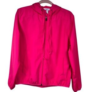 ATC hot pink jacket, M, windbreaker Spring Coat, pockets & hood, Neon Cute